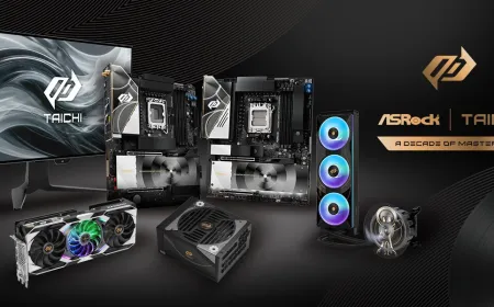 ASRock displays its Taichi motherboard series and AI hardware at Computex 2026.