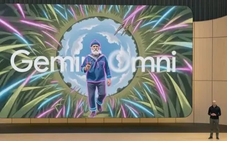 The interface displays Google Gemini Omni Flash conversational editing tools alongside SynthID verification features.