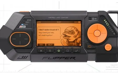 The Flipper One hardware features dual Ethernet ports, WiFi 6E connectivity, and a co-processor architecture diagram.