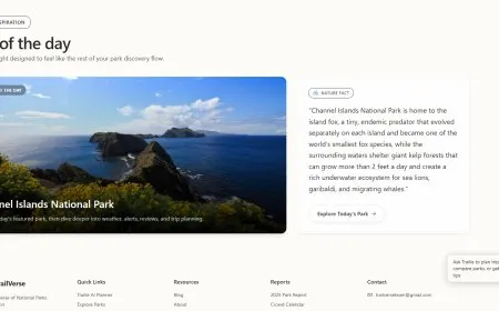 The digital interface displays AI itinerary planning and real-time weather data for United States national parks.