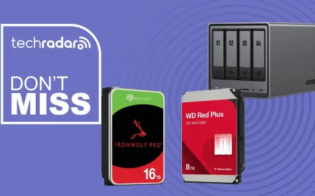 Seagate IronWolf and WD Red hard drives are displayed together for a network storage sale.