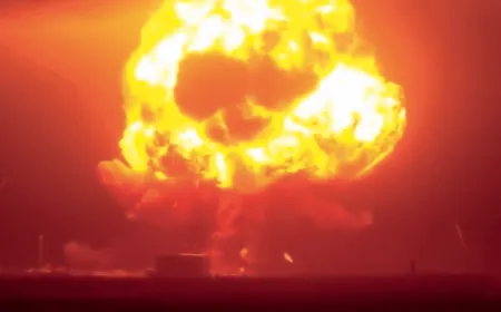 Blue Origin New Glenn rocket explosion during a static fire test at Cape Canaveral launch pad.