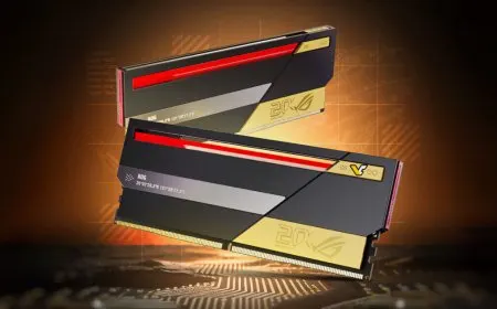 ASUS ROG DDR5 memory modules feature a black and red heat spreader design for enthusiast desktop computers.