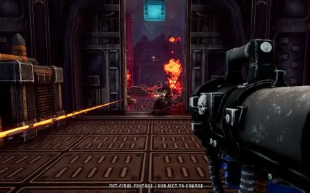 A screenshot from the Warhammer 40,000 Boltgun 2 demo shows retro shooter gameplay.