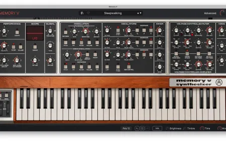 Arturia Memory V software synthesizer interface emulating the vintage Memorymoog