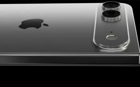 A detailed view of a foldable iPhone hinge mechanism highlighting its internal components and metal casing.