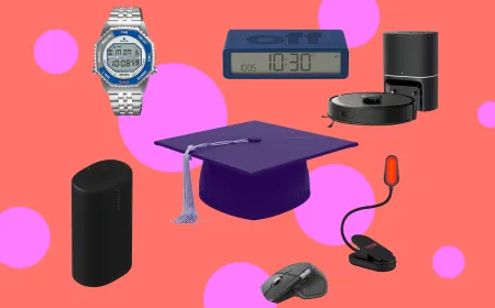 A curated selection of practical gifts for recent college graduates sits on a table.