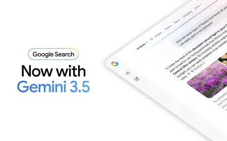 Google I/O 2026 stage presentation displays new AI search tools, cloud assistant features, and subscription tiers.