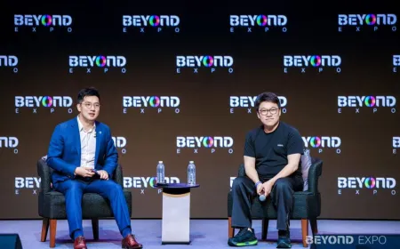 XREAL CEO discusses artificial intelligence glasses at a BEYOND Expo 2026 presentation.
