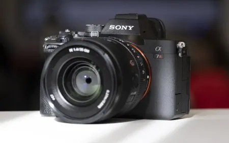 Sony A7R V mirrorless camera displayed with bundled accessories and updated pricing.