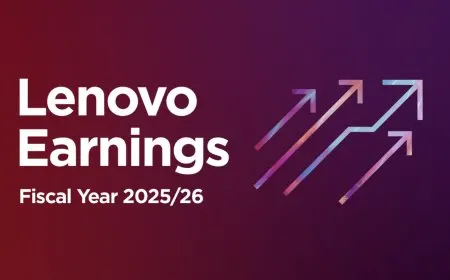 The report displays Lenovo fourth quarter financial results and annual performance metrics.