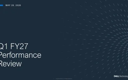 Dell Technologies Q1 fiscal 2027 financial report showing record revenue and earnings growth.