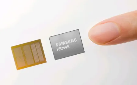 Samsung displays its first twelve-layer HBM4E memory chip sample.