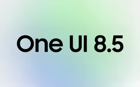 A Galaxy device screen shows the One UI 8.5 system update notification for older models.