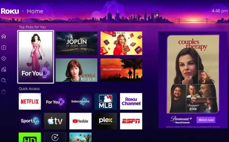Roku home screen showing recommendation rows, dynamic Quick Access panel, and resized icons for content navigation.