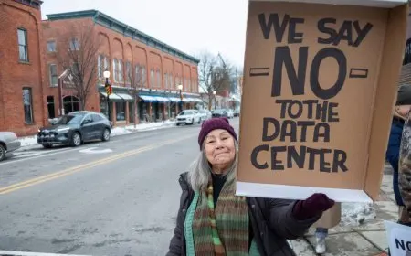 Pennsylvania residents protest rapid data center expansion due to environmental strain and rising utility costs.