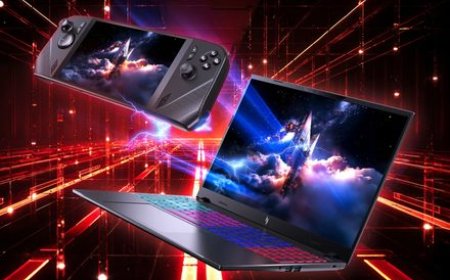 Acer Nitro Blaze Link handheld gaming device with a central display and integrated controller buttons.