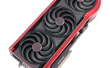 The ASUS RTX 5090 Matrix Platinum graphics card features a large cooling shroud and dual power connectors.