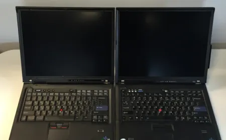 The screenshot displays the Windows System Properties window on an IBM ThinkPad T43 running a legacy operating system.