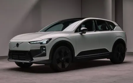 Volvo EX60 electric SUV exterior showcasing its modern design and aerodynamic profile.
