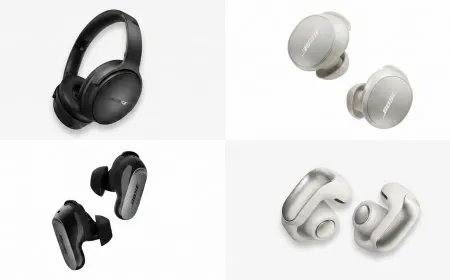 A pair of premium wireless headphones demonstrates active noise cancellation engineering.
