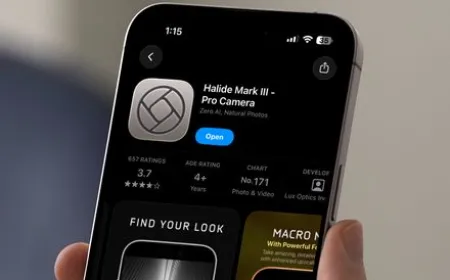 Halide Mark III app screen displaying expanded manual exposure controls and curated film simulation profiles.