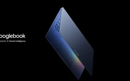 The Googlebook laptop features Intel Wildcat Lake processors to support integrated Gemini AI capabilities.