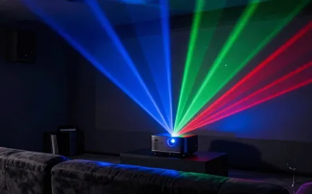 Laser projector emitting a bright, color accurate image for professional presentations