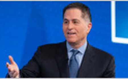 Stock chart showing Dell shares surging 32.81 percent after reporting record revenue growth.