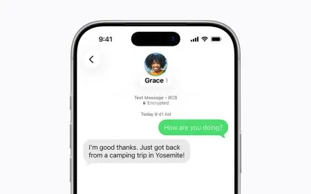 A lock icon indicates end-to-end encryption for cross-platform RCS messaging between iPhone and Android devices.