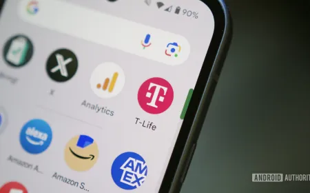 Customer using a smartphone app at a T-Mobile retail store counter