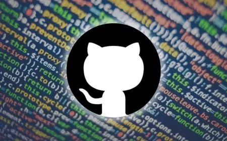 Computer monitor displaying GitHub interface alongside cybersecurity warning graphics.