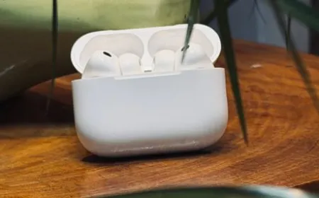 Apple AirPods Pro 3 earbuds and charging case shown on a neutral background.