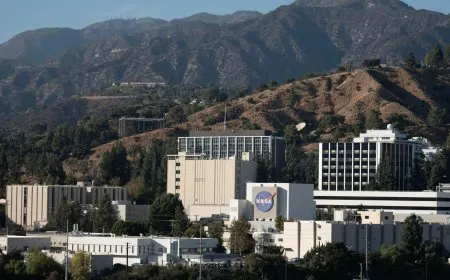 Exterior view of the Jet Propulsion Laboratory facility in California