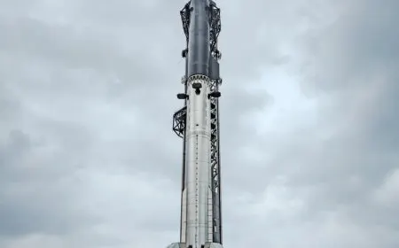 SpaceX Starship V3 rocket on the launchpad.