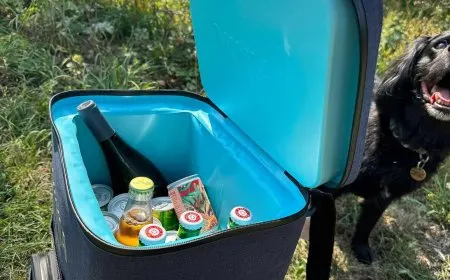 A portable cooler displays thick insulation lining and a tightly sealed lid.
