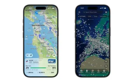 The Plane Finder application displays a global flight tracking map with real-time aircraft data.