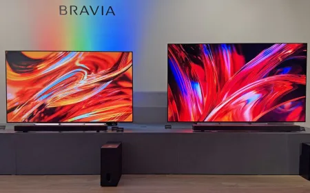 The Sony Bravia 7 II RGB television displays a test pattern.