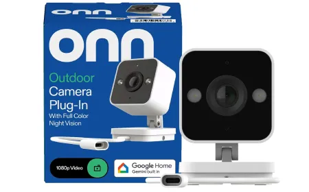 Walmart Onn Google Home security camera features 1080p video, night vision, and two-way talk.