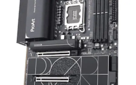 The ASUS ProArt Z890-Creator motherboard features Thunderbolt 5 and 10 Gigabit Ethernet ports for professional workstations.