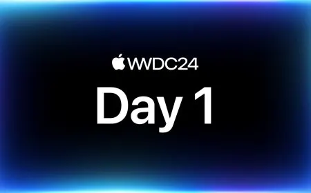 The keynote stage at Apple Developer Conference Day One displays platform updates and ecosystem roadmap information.