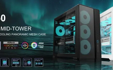 A front view of the SAMA S50 ATX mid-tower computer case showing its mesh ventilation panel and standard mounting points.