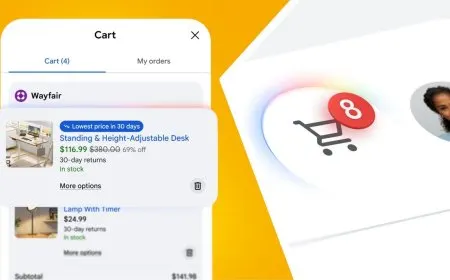 Google Universal Cart interface displaying AI price tracking and cross retailer product aggregation