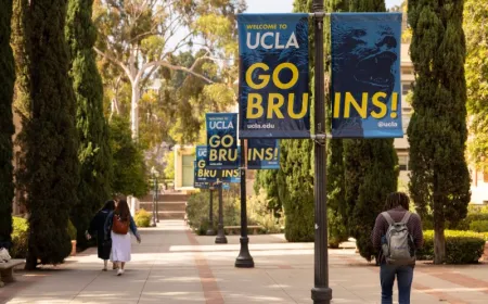 UCLA campus and Oracle headquarters illustrate the ongoing enterprise resource planning dispute.