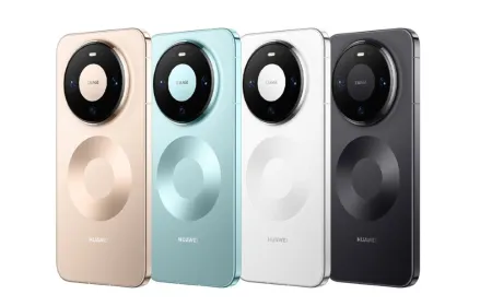A detailed view of the Huawei Mate 90 smartphone and the Kirin 9050 Pro processor chip.