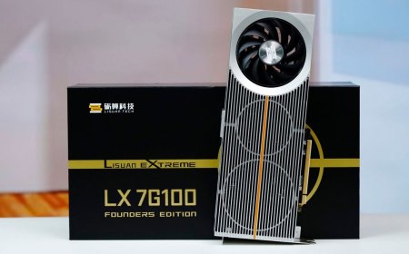LX 7G100 gaming graphics card retail packaging displaying technical specifications.