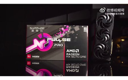 The packaging for the AMD Radeon RX 9070 GRE graphics card displays English branding for international distribution.