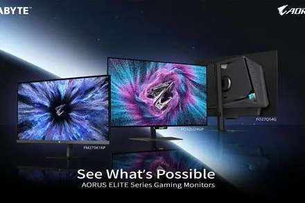 The Gigabyte AORUS Elite monitor lineup features Tandem OLED panels and high refresh rates unveiled at Computex 2026.