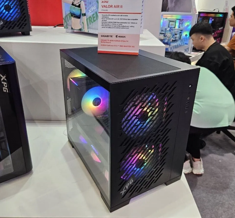 ADATA XPG hardware display at Computex 2026 featuring PC cases, cooling systems, power supplies, and gaming peripherals