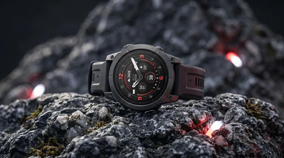 The Garmin Epix Pro Gen 2 smartwatch features a titanium case and sapphire crystal display.